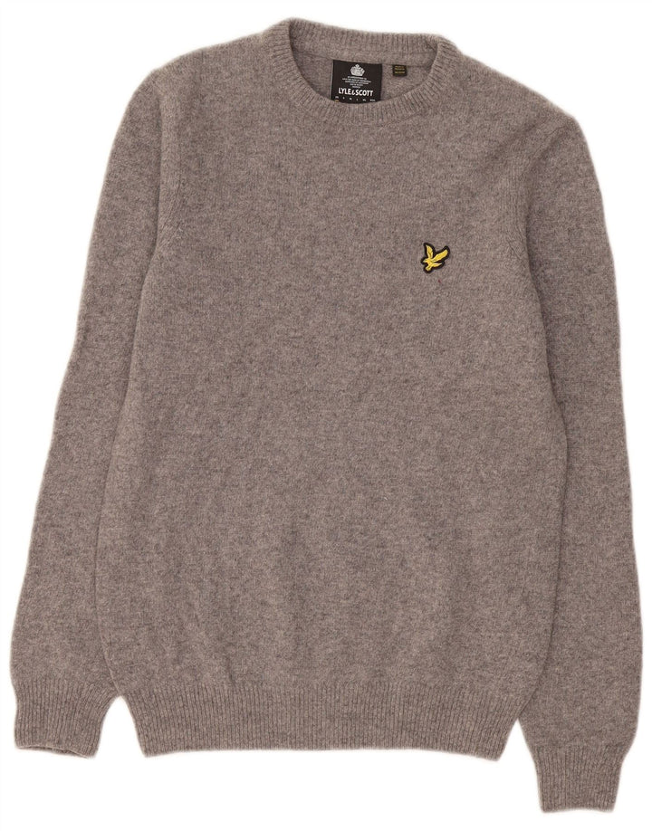 Męski sweter z okrągłym dekoltem Lyle & Scott XS, szara wełna