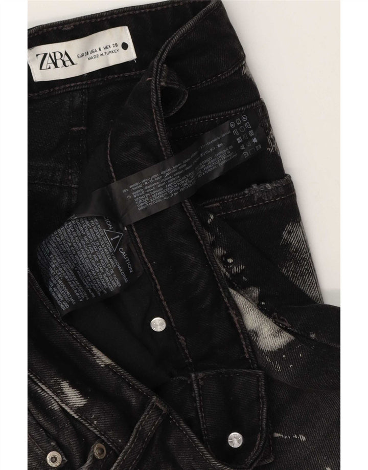 Damskie jeansy Zara w trudnej sytuacji EU 38 Small W28 L32 Czarne nakrapiane