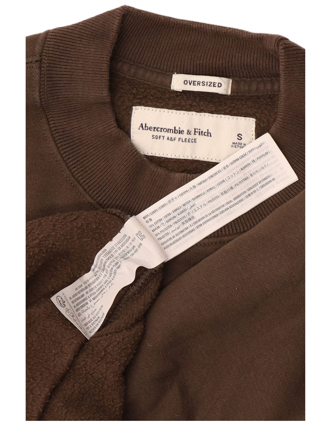Męski sweter oversize Abercrombie & Fitch, mały, brązowy, bawełniany