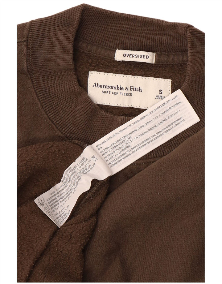Męski sweter oversize Abercrombie & Fitch, mały, brązowy, bawełniany