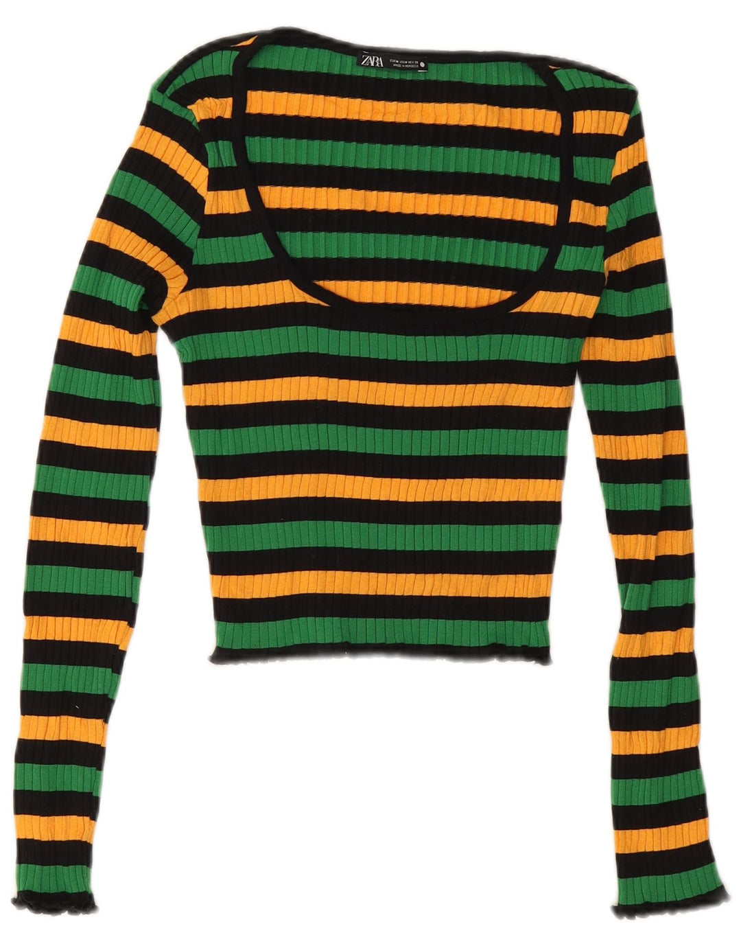 Damski krótki top Zara UK 12, średnie, wielokolorowe paski