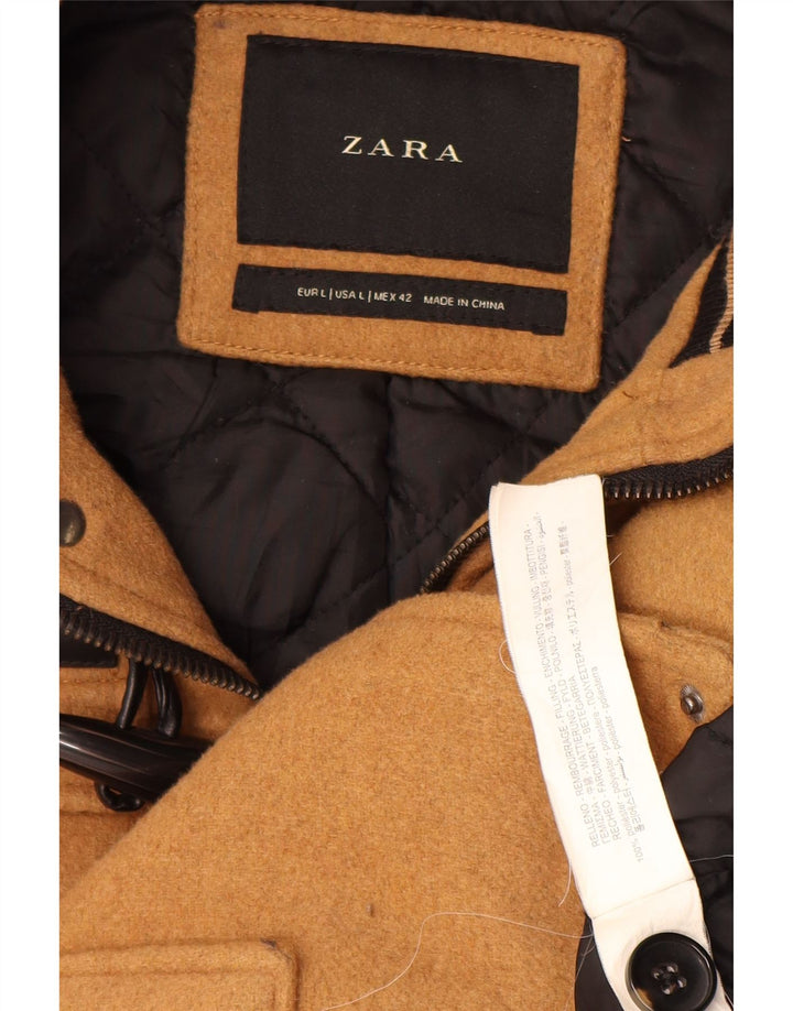 Męski budrysówka Zara z kapturem UK 40, duży, brązowy poliester