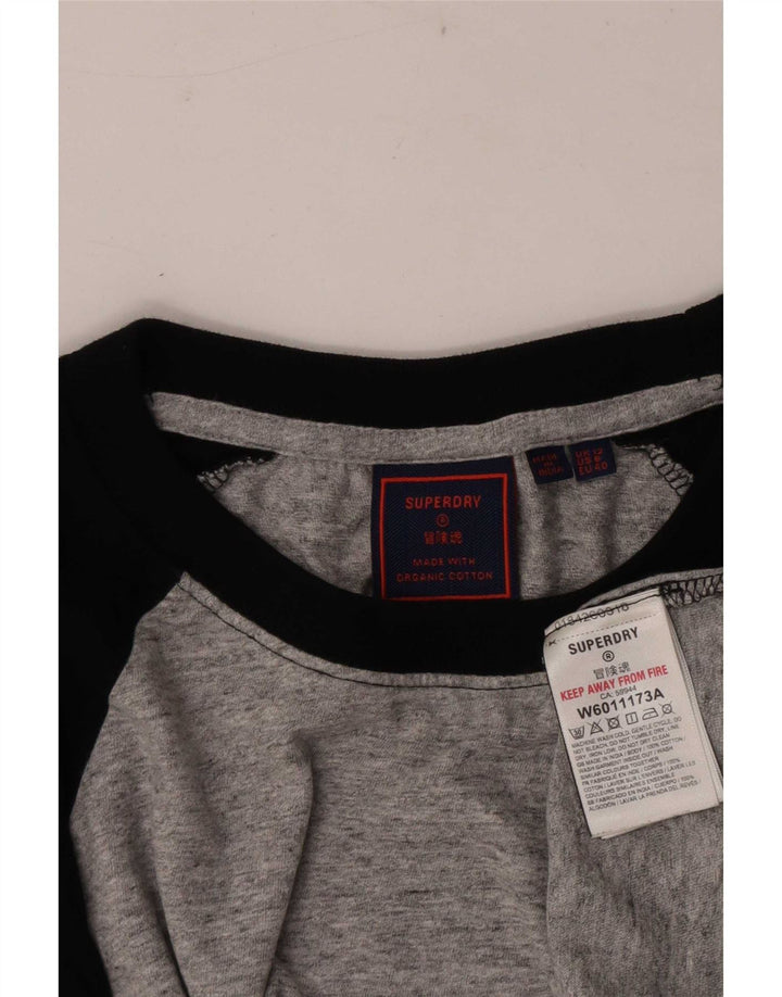 Damski top Superdry z długim rękawem, UK 12, bawełna w kolorze średnioszarym