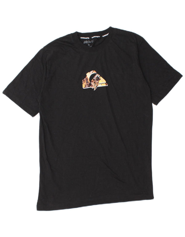 Chłopięcy T-shirt Quiksilver o nowoczesnym kroju z grafiką, 15-16 lat XL, czarna bawełna