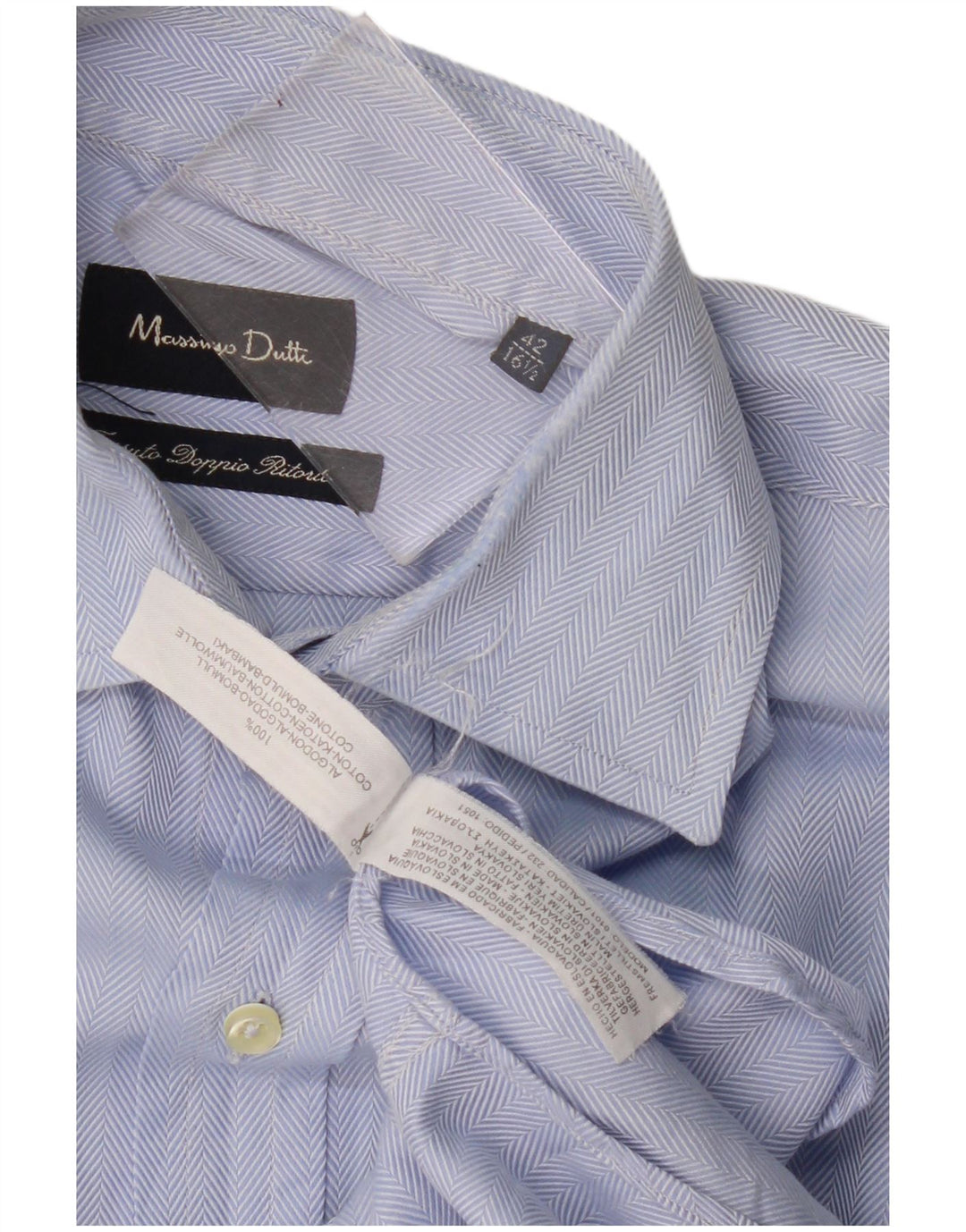 Koszula męska Massimo Dutti rozmiar 42 16 1/2 duża niebieska bawełna w jodełkę