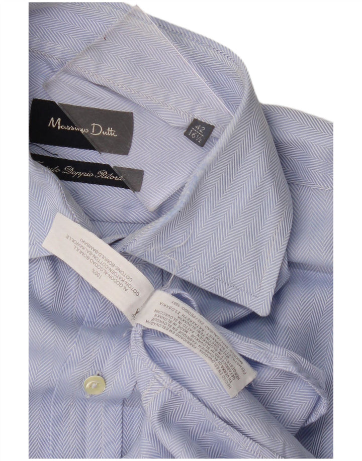 Koszula męska Massimo Dutti rozmiar 42 16 1/2 duża niebieska bawełna w jodełkę