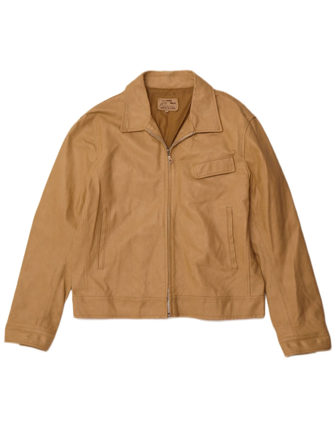 Kurtka skórzana damska VINTAGE UK 18 XL Beżowa skóra