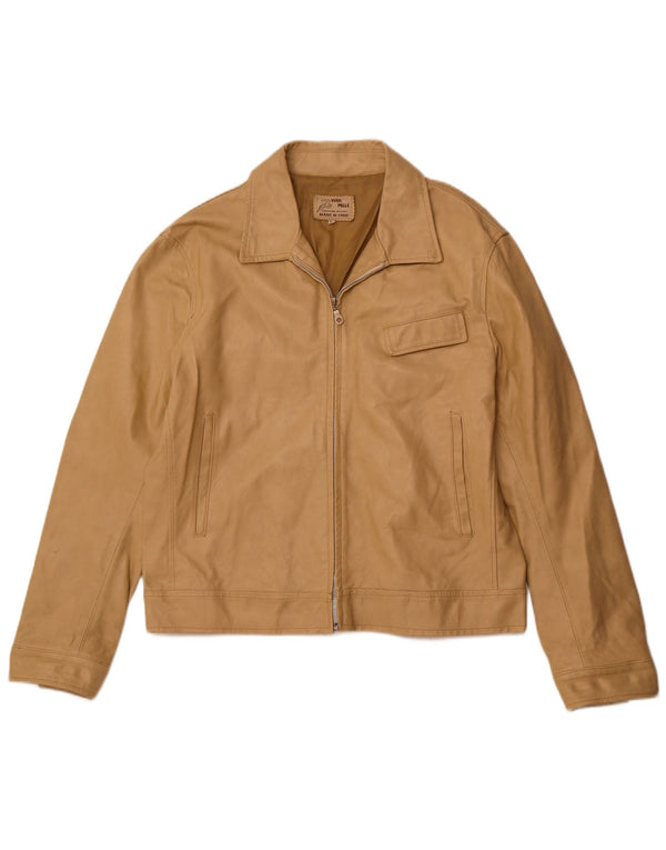 Kurtka skórzana damska VINTAGE UK 18 XL Beżowa skóra