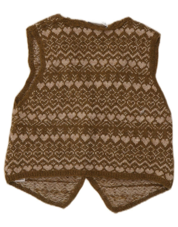 Damska kamizelka dzianinowa Zara UK 12, średni khaki, akryl Fair Isle