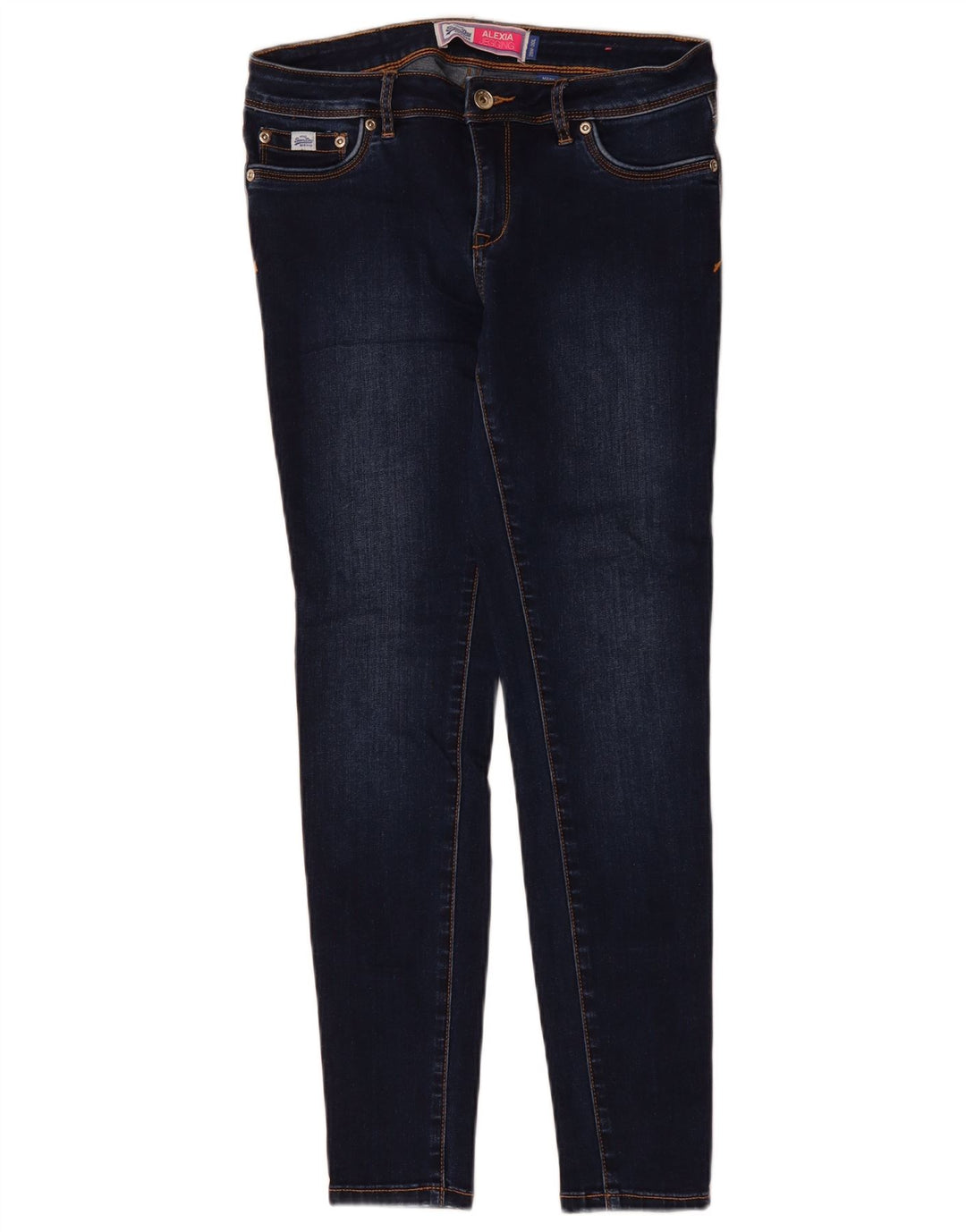 SUPERDRY Damskie dżinsy Alexia Jegging W29 L30 Granatowa bawełna