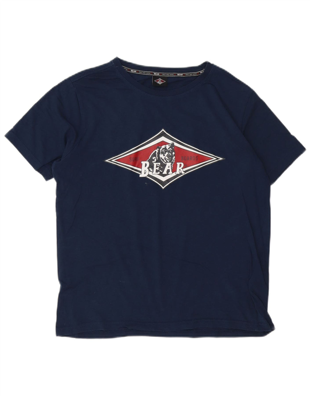 Męski T-shirt z grafiką Bear, mały, granatowy, bawełniany