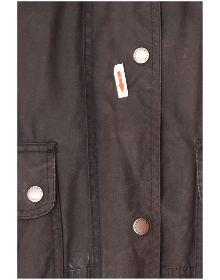 Damska kurtka z kapturem, oversize, woskowana, BARBOUR UK 12, średnia, granatowa, bawełniana