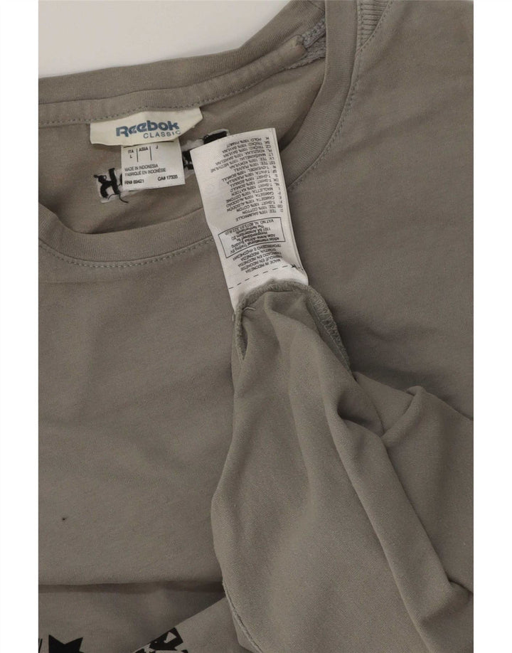 Męski top graficzny Reebok z długim rękawem, duży, szary, bawełniany