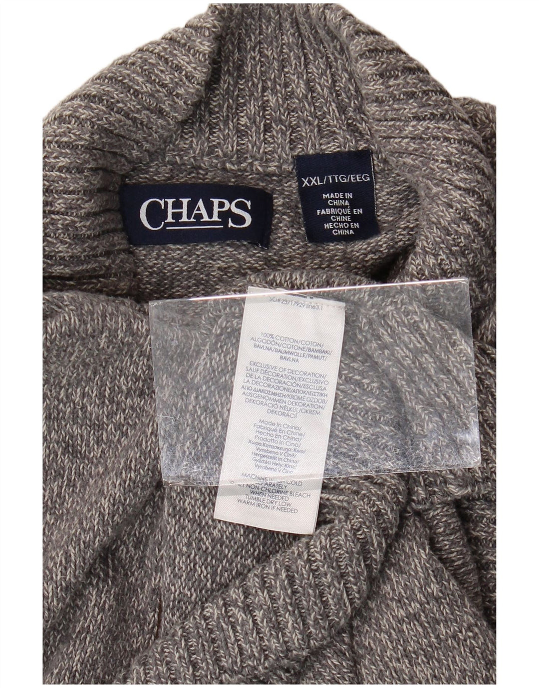Męski sweter zapinany na guziki CHAPS 2XL, szara bawełna