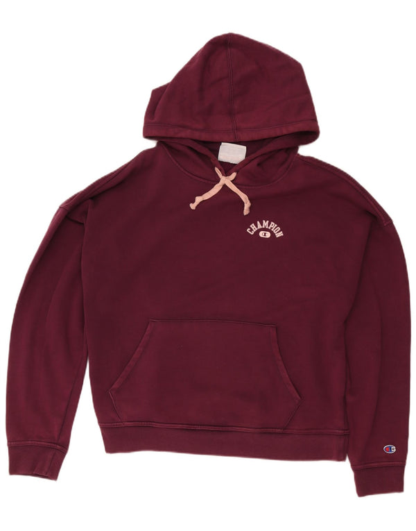 Damski sweter z kapturem Champion Crop Oversize UK 16, duży, bordowy, bawełniany