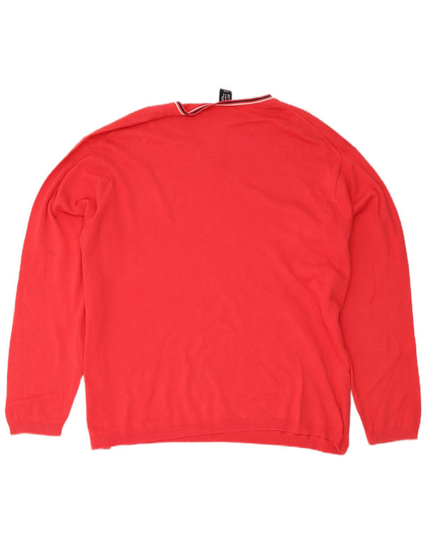 Męski sweter Gap z dekoltem w kształcie litery V, XL, czerwony, bawełniany