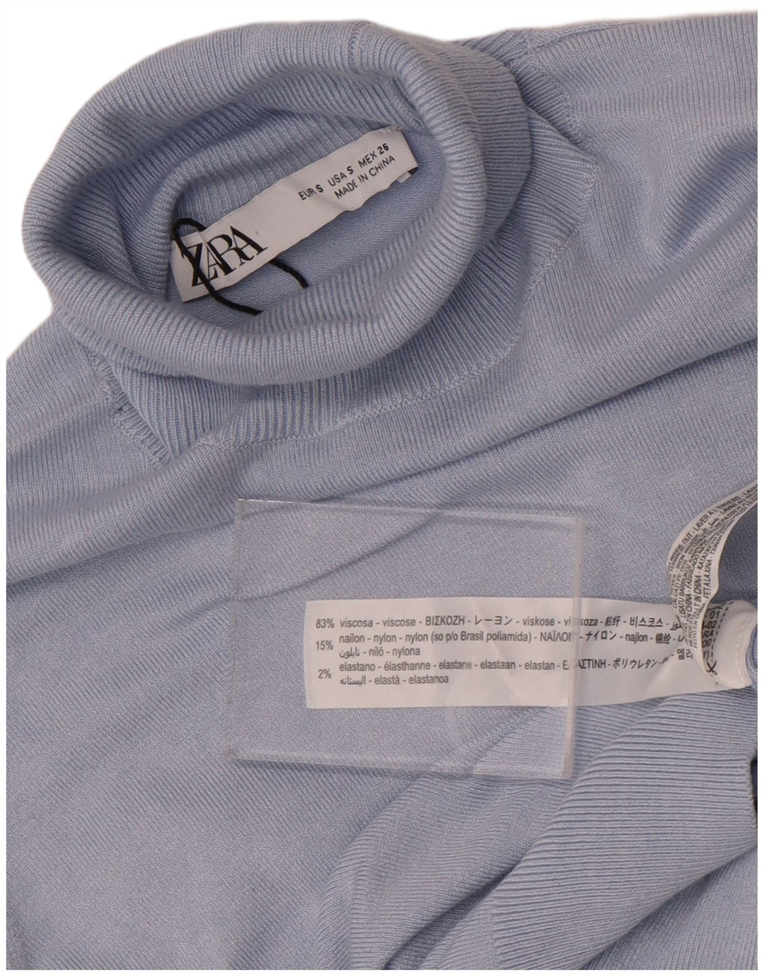 Damski sweter z golfem Zara UK 10 Small Blue Wiskoza
