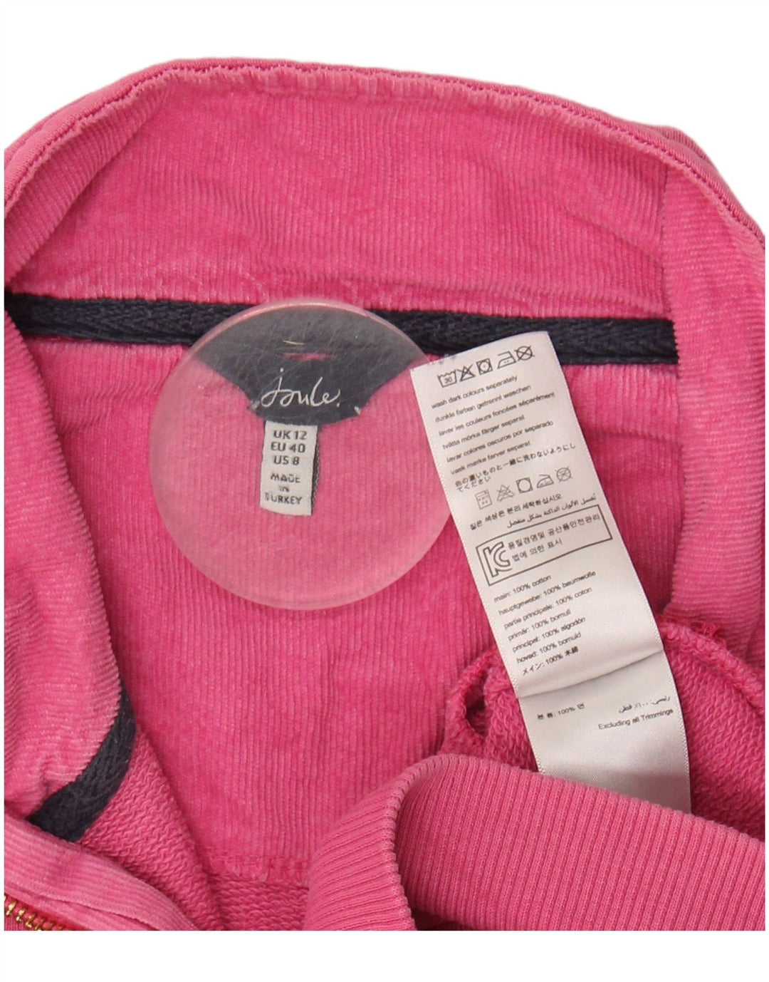 JOULES Womens Zip Neck Sweatshirt Jumper UK 12 Medium Pink Cotton