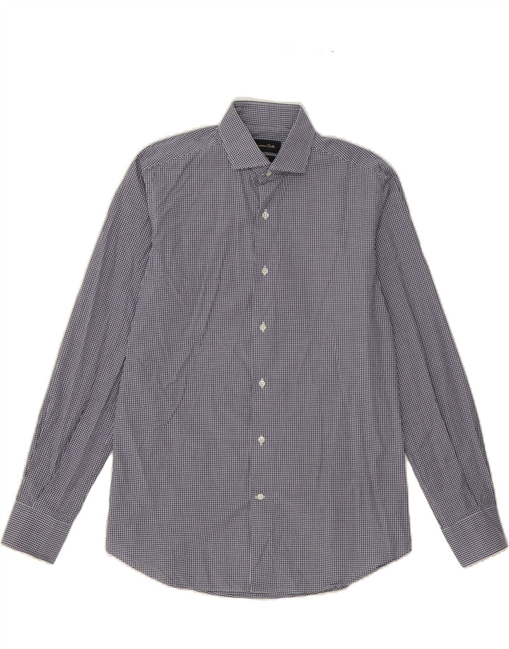 MASSIMO DUTTI Mens Slim Fit Shirt Size 15 3/4 40 Medium Navy Blue Gingham Vintage Massimo Dutti and Second-Hand Massimo Dutti from Messina Hembry 