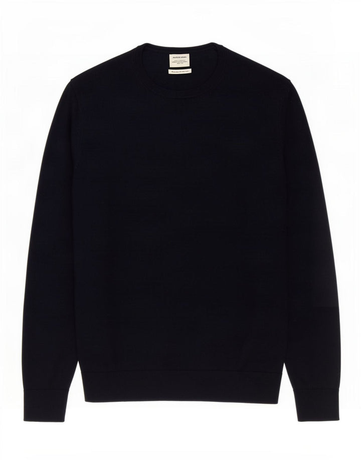 Męski sweter Jack & Jones z okrągłym dekoltem, średni granat, wełna merynosów