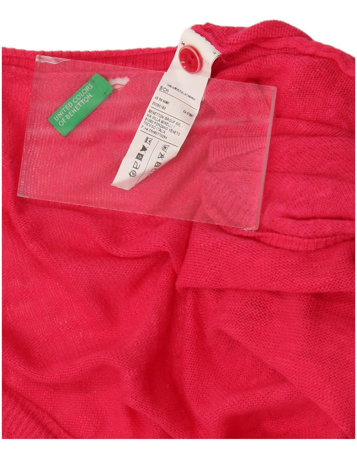 BENETTON Damski sweter oversize UK 10, mały, różowy