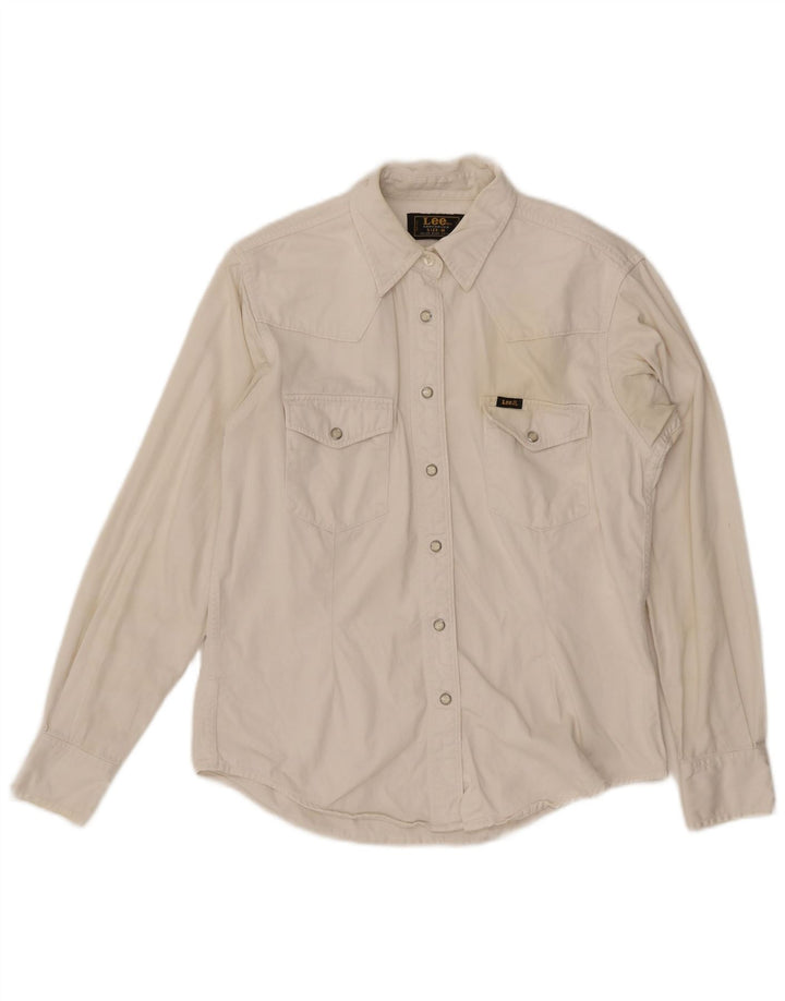 Damska koszula dżinsowa Lee UK 14, średnia biała bawełna