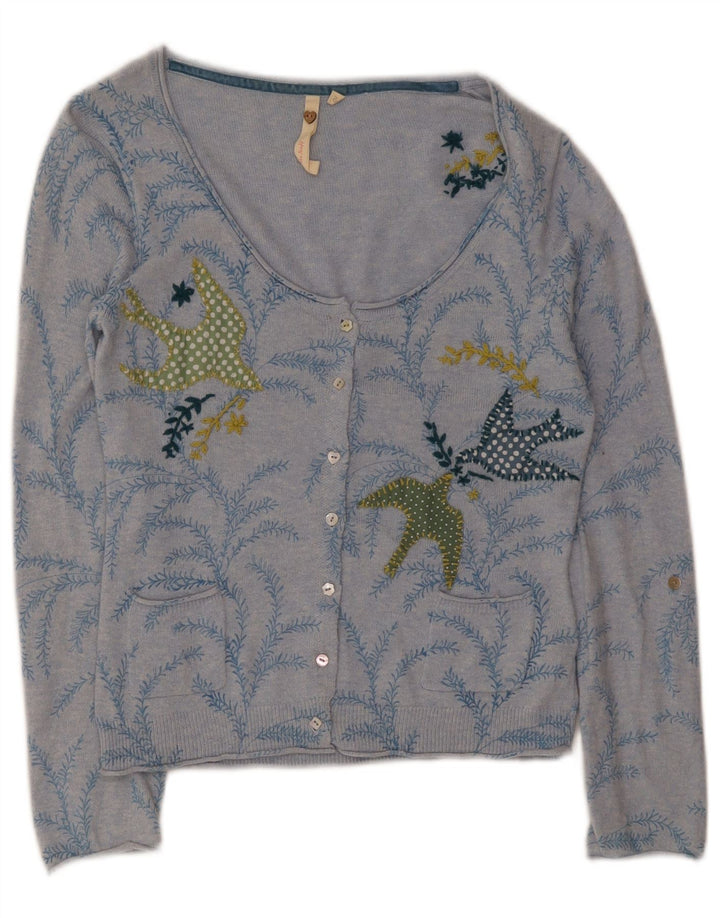 Damski sweter rozpinany White Stuff z abstrakcyjnym wzorem UK 10, mały niebieski