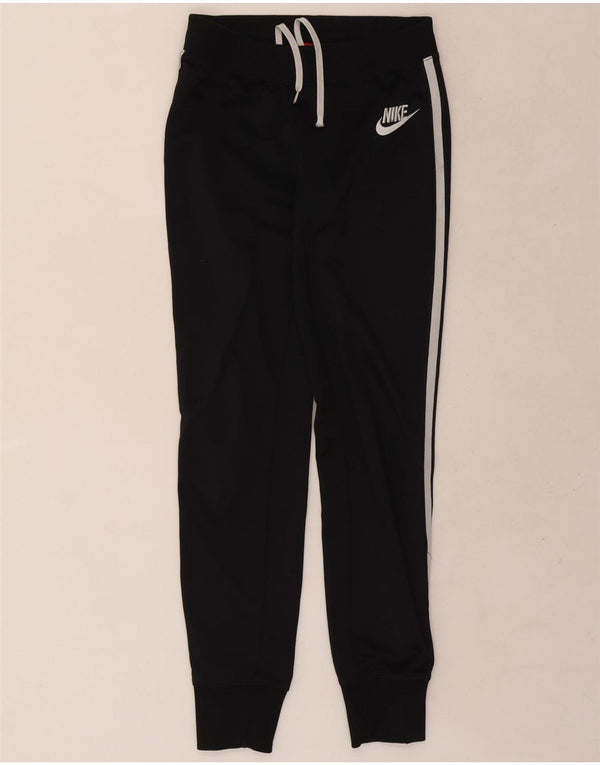 Nike Womens Tracksuit Trousers Joggers UK 6 XS Black Striped Polyester