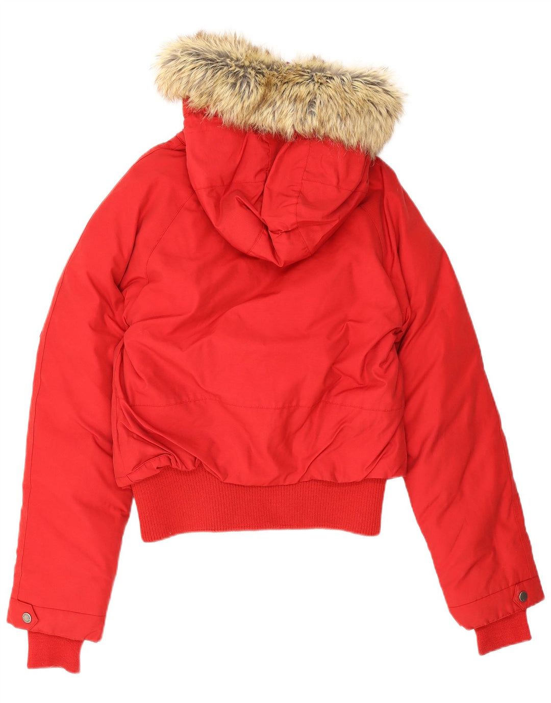 Damska ocieplana kurtka z kapturem Woolrich UK 14, duża, czerwona bawełna