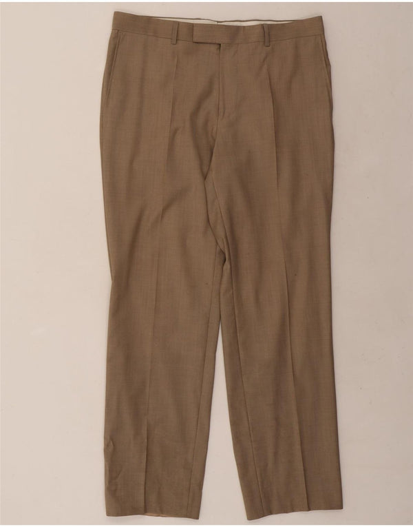 Męskie proste spodnie garniturowe Hugo Boss W36 L31 brązowe