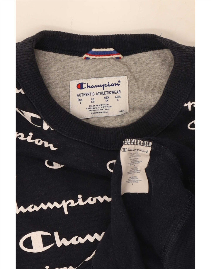 Męski sweter z grafiką Champion, mały, granatowy, poliester