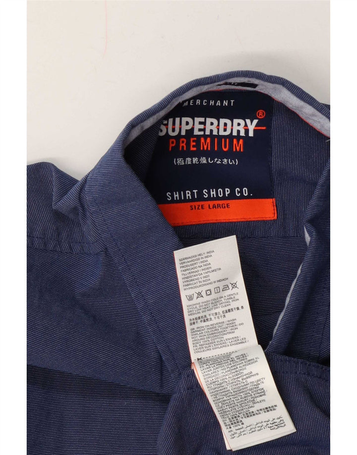 Koszula męska Superdry z krótkim rękawem i regularnym krojem, średnia, granatowa, bawełniana