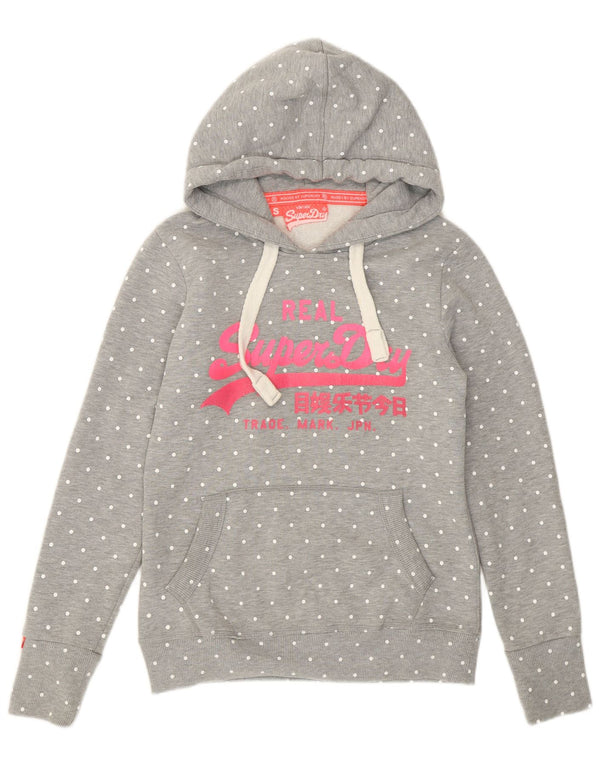 Damski sweter z kapturem Superdry Real Oversized UK 10, mały, szary w kropki