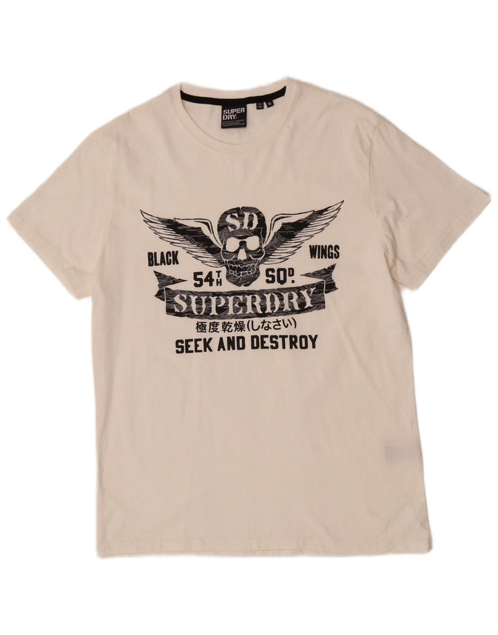 Męski T-shirt Superdry z grafiką, top XL, biała bawełna