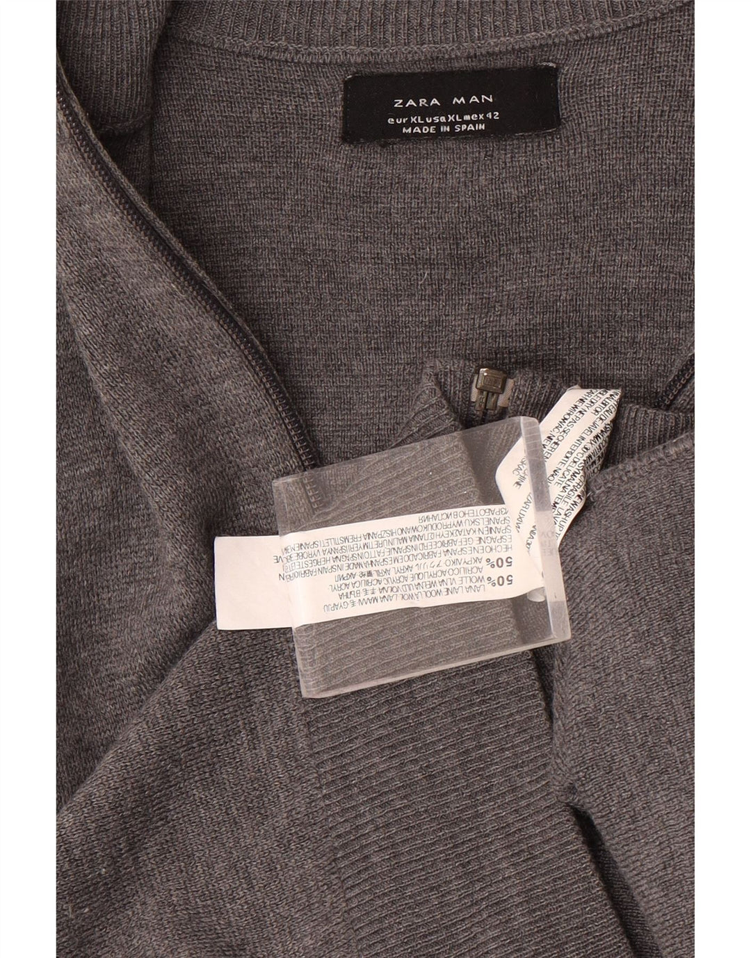 Męski sweter z zamkiem błyskawicznym Zara XL, szara wełna