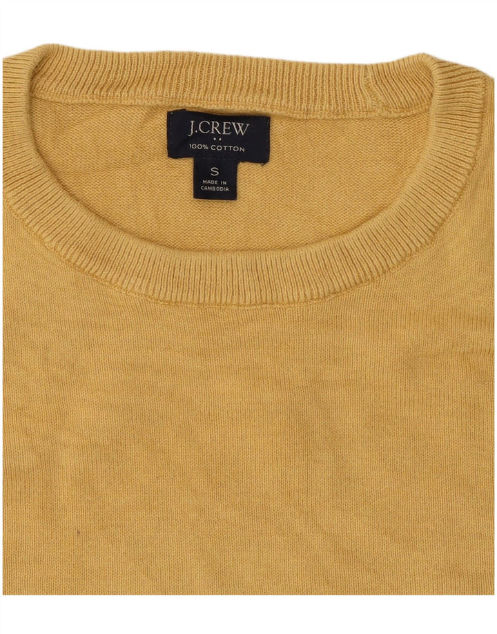 J. Crew Męski sweter z okrągłym dekoltem, mały, żółty, bawełniany