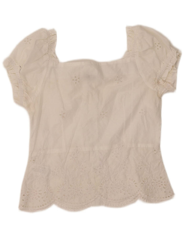 Bluzka damska z krótkim rękawem WAREHOUSE UK 10, mała, biała, poliestrowa