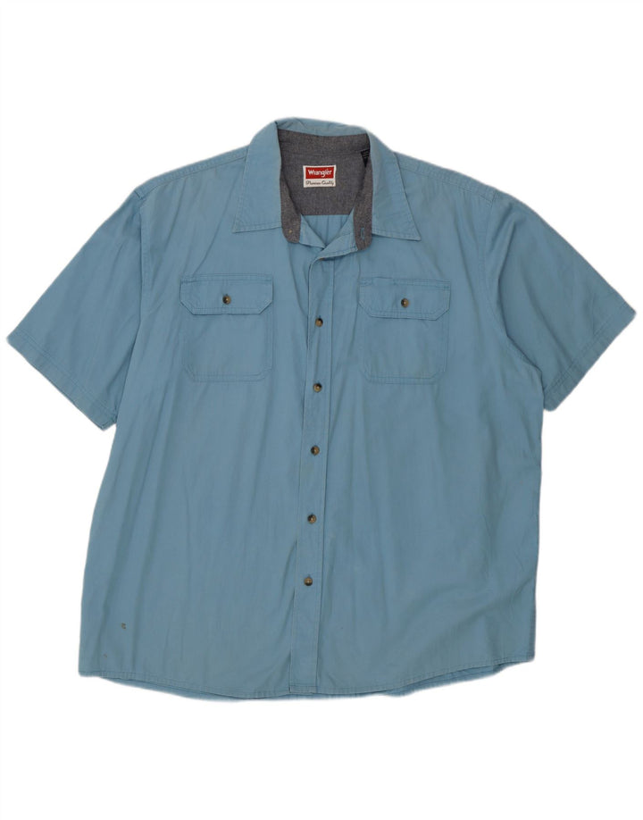 Koszula męska z krótkim rękawem Wrangler XL, niebieska, bawełniana