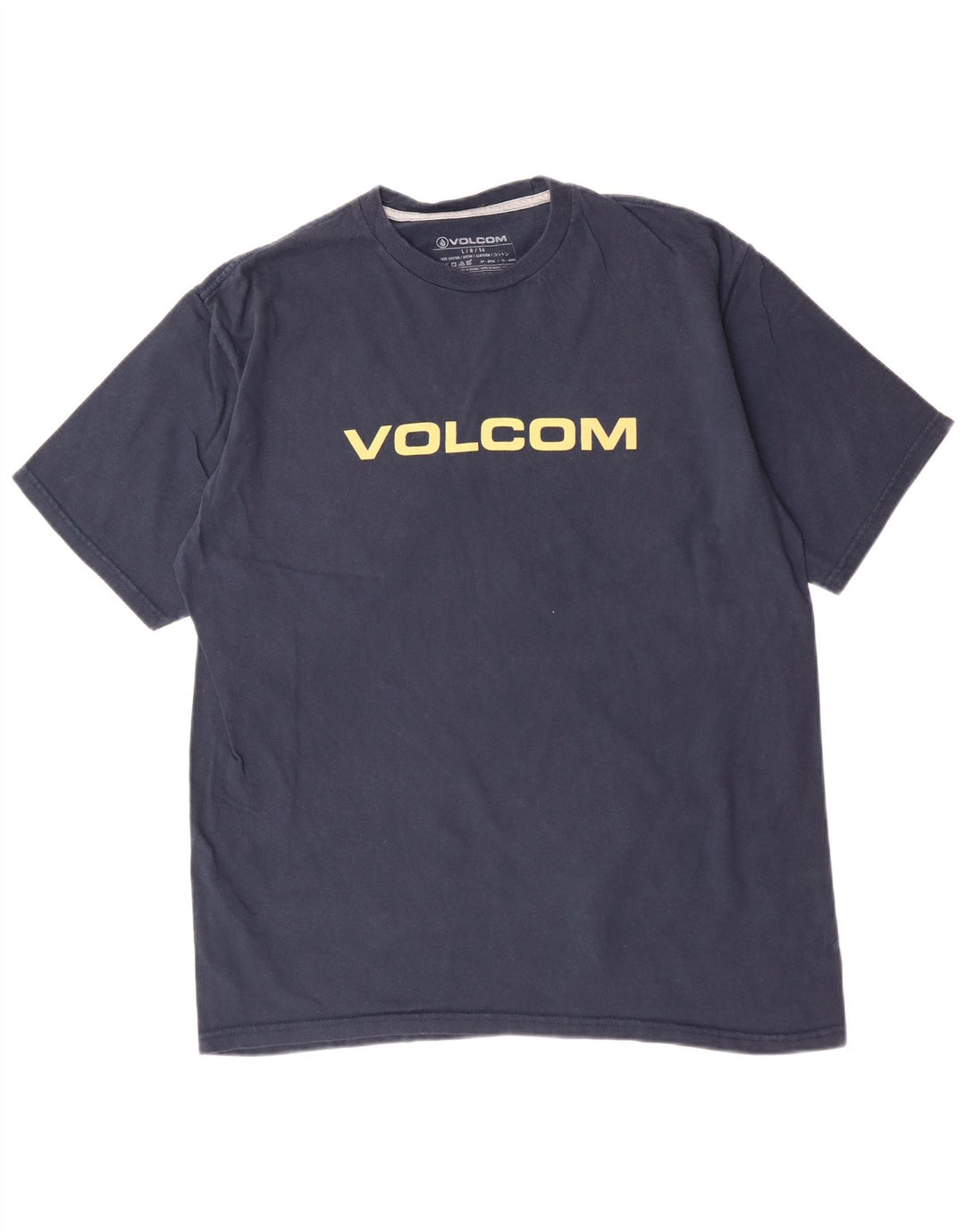 Męski T-shirt z grafiką VOLCOM, duży, granatowy, bawełniany