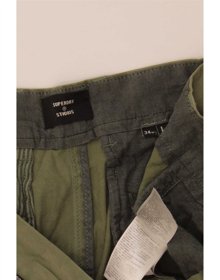 Męskie spodenki Chino Superdry W34, duże, zielone, bawełniane