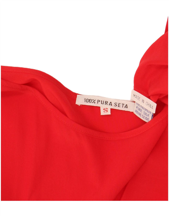 VINTAGE Damska kamizelka Top UK 10 Small Red Silk