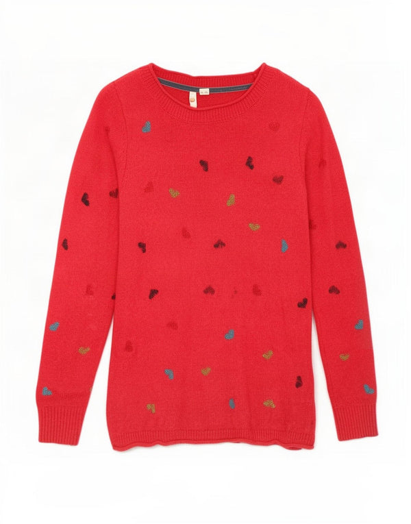 Damski sweter White Stuff z graficznym dekoltem w łódkę UK 8 Small Red Heart