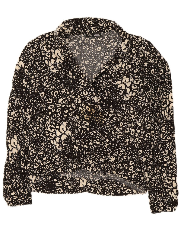 Damska bluzka z długim rękawem Zara Top UK 10 Small Black Animal Print Wiskoza