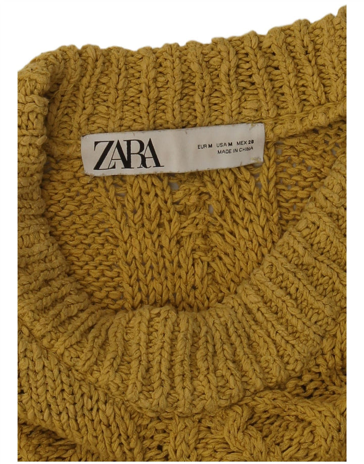 Damski sweter oversize Zara z okrągłym dekoltem UK 14, średni żółty