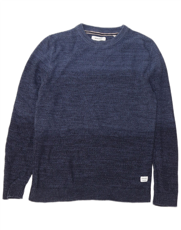 Męski sweter Jack & Jones z okrągłym dekoltem, średni granatowy, bawełniany nakrapiany