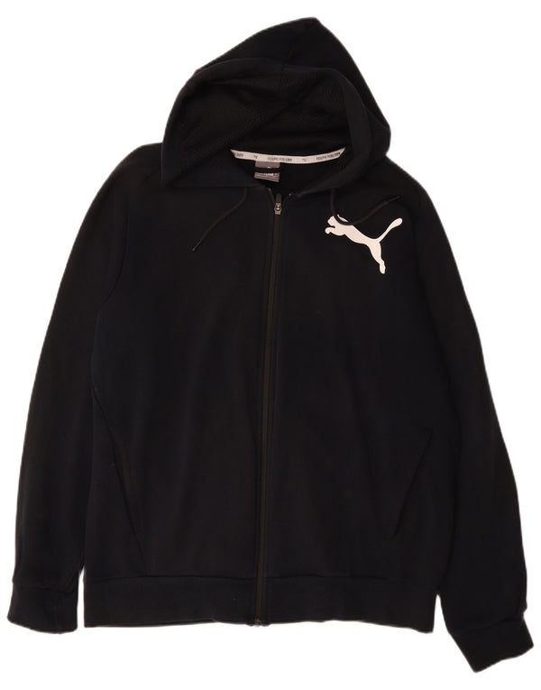 Męski sweter Puma z grafiką i zamkiem błyskawicznym, duży, czarny, bawełniany