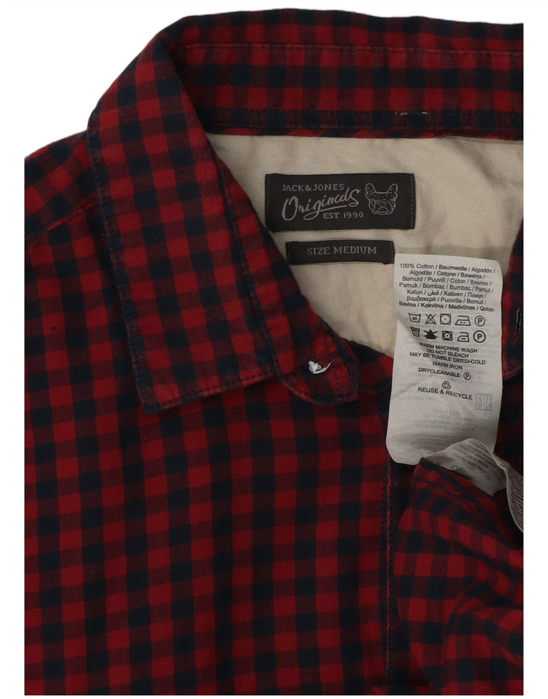 Koszula męska z krótkim rękawem Jack & Jones, bawełniana, w czerwoną kratkę