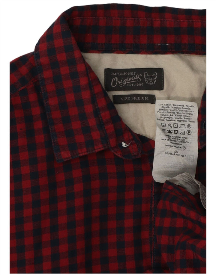 Koszula męska z krótkim rękawem Jack & Jones, bawełniana, w czerwoną kratkę