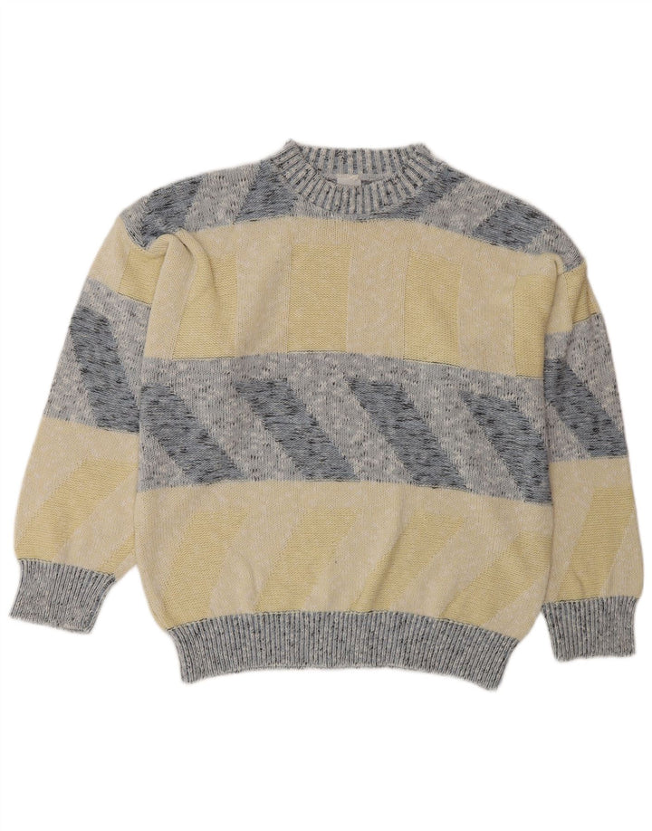 Vintage męski sweter z okrągłym dekoltem XL, wielokolorowe paski