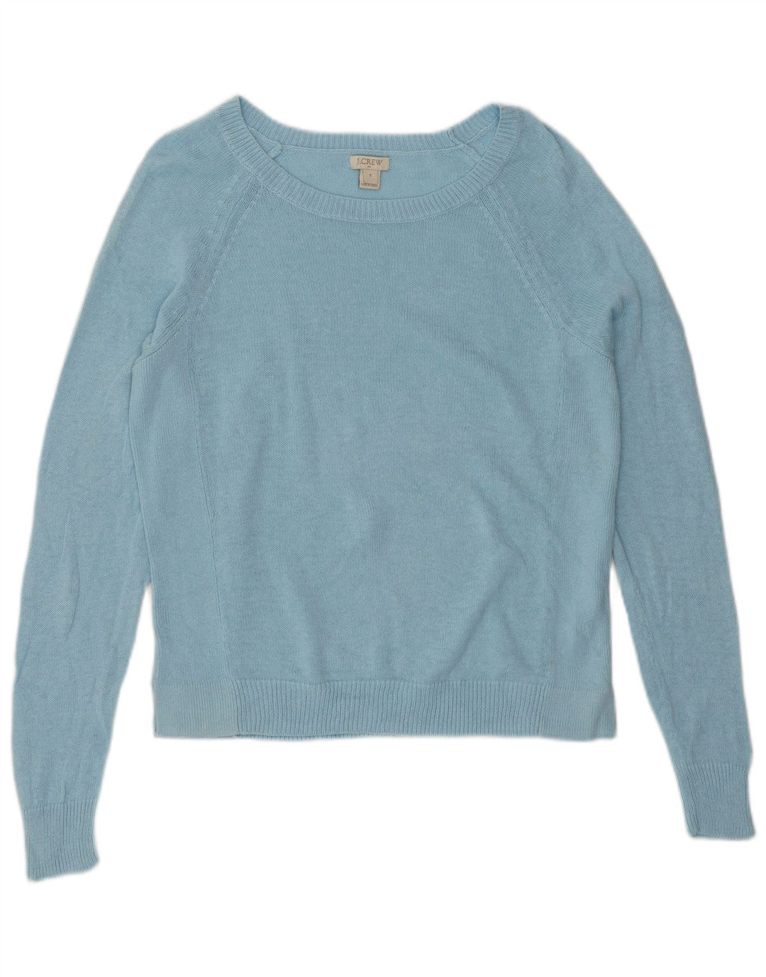 J. CREW Damski sweter z krótkim rękawem i dekoltem w łódkę UK 10 Small Blue Linen